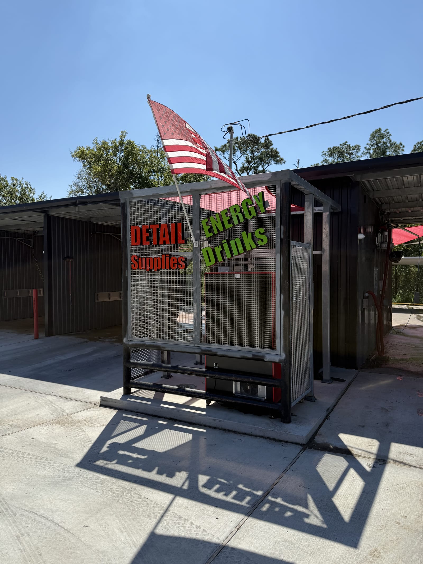 Vending area with detailing supplies at Gilbert's Car Wash Dickinson.